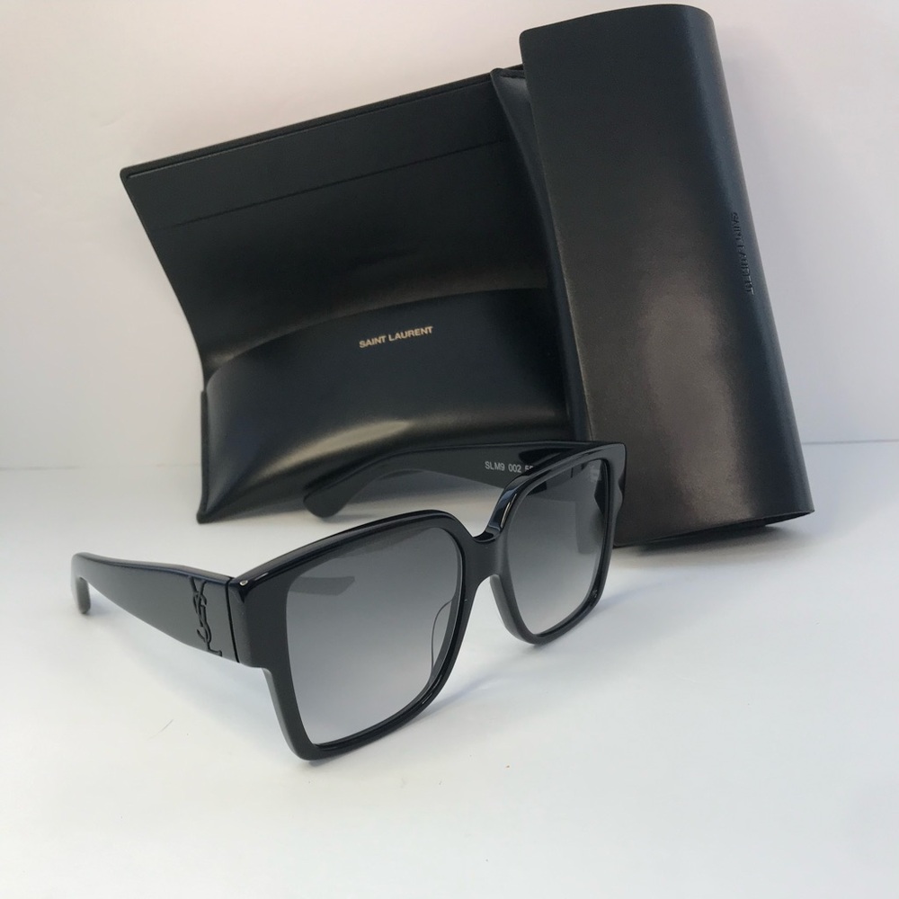 💯 - New Authentic Saint Laurent Black Grey Sunglasses SLM9